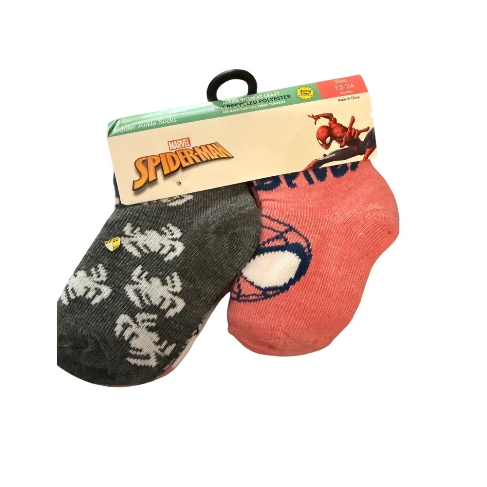 Marvel Spider-Man Avengers Toddler Ankle Socks 10 Pack Grey Red 12-24 Months NEW